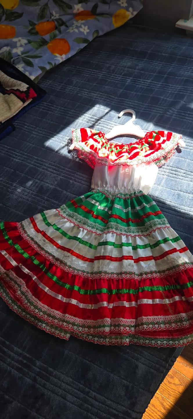 Mexican Dress - Red, White, Green thumbnail