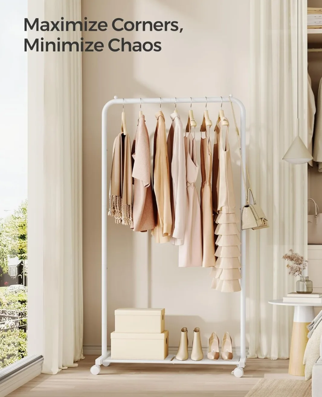 Rolling Garment Rack - White thumbnail