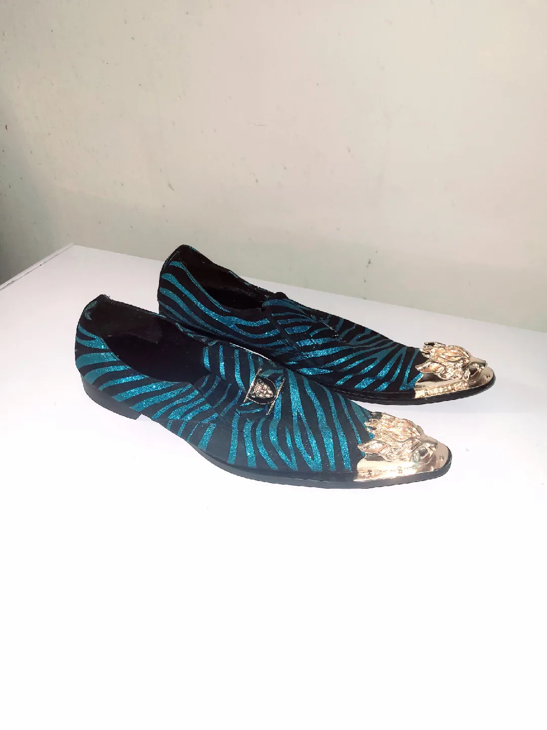 Men's Blue/Black Zebra Print Dress Shoes image indicator(2)