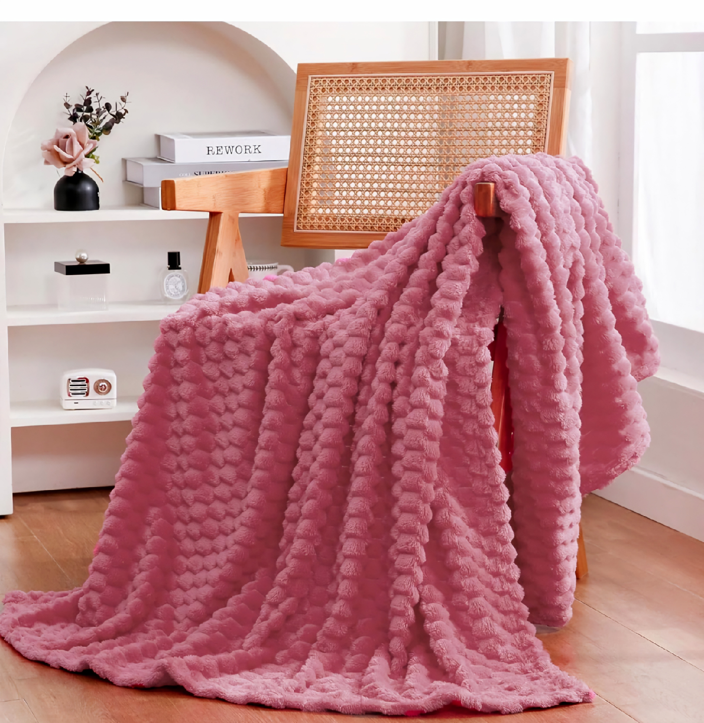 Pink Textured Throw Blanket 30"×40" - photo 2