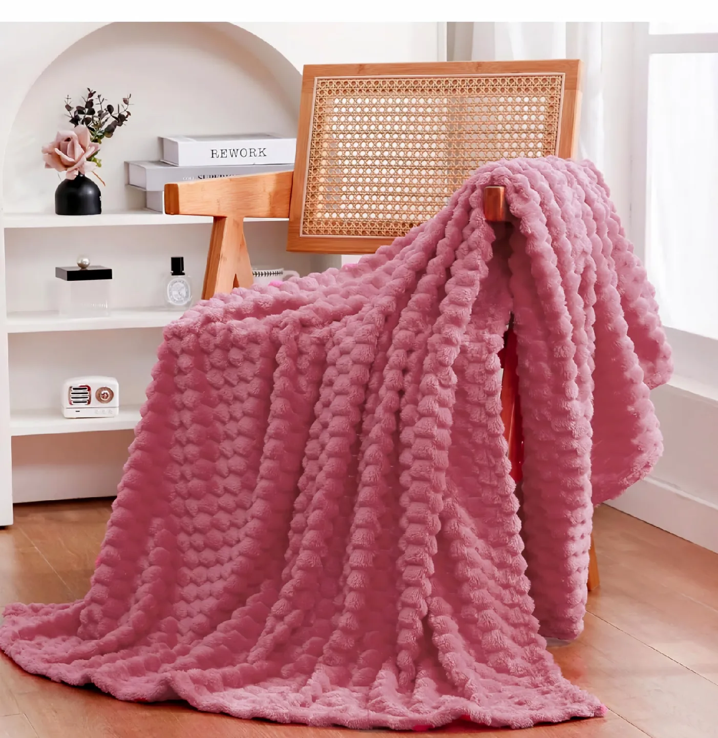 Pink Textured Throw Blanket 30"×40" image indicator(2)