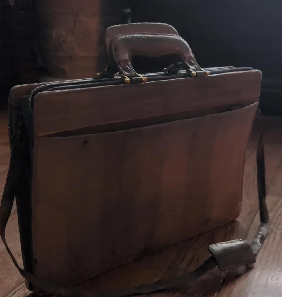 🥕Vintage Eel Skin Leather Briefcase Valise laptop work bag thumbnail