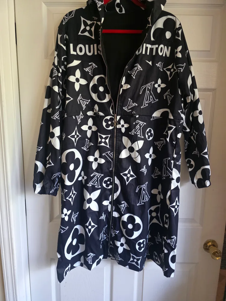 Louis Vuitton Inspired Black & White Raincoat thumbnail