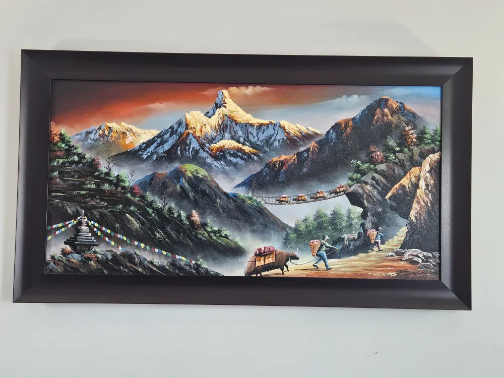 Framed Mountain Landscape Painting