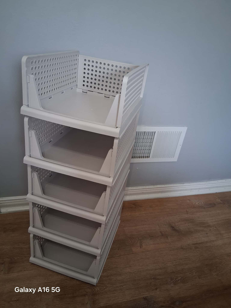 White Stackable Storage Baskets - 5 Tier - photo 4