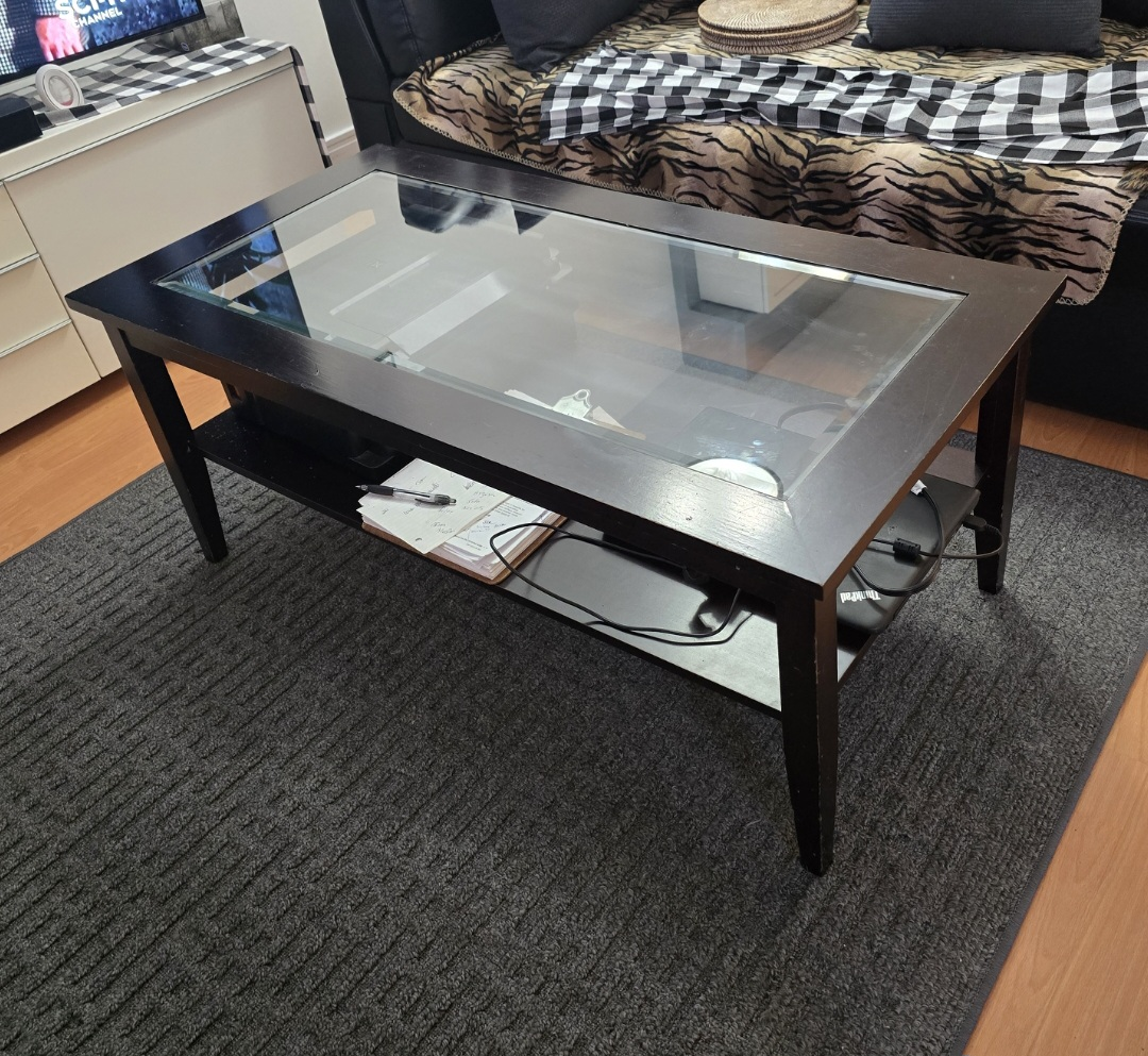 Glass Top Coffee Table - Dark Brown
