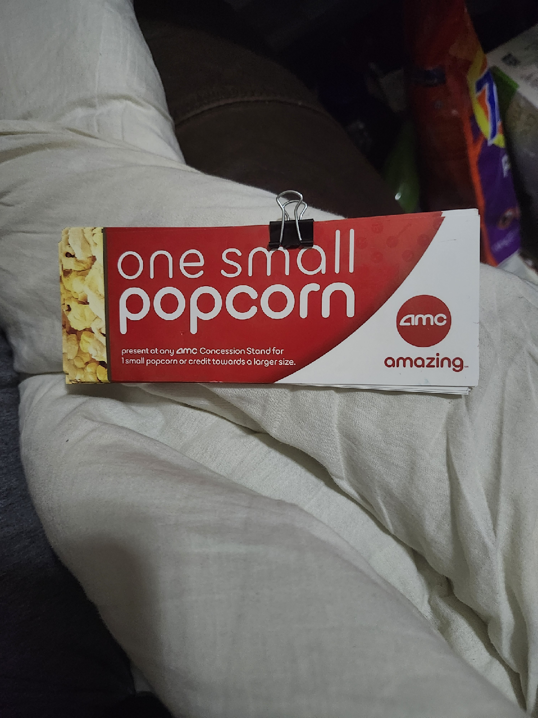 AMC amazing. one small popcorn voucher