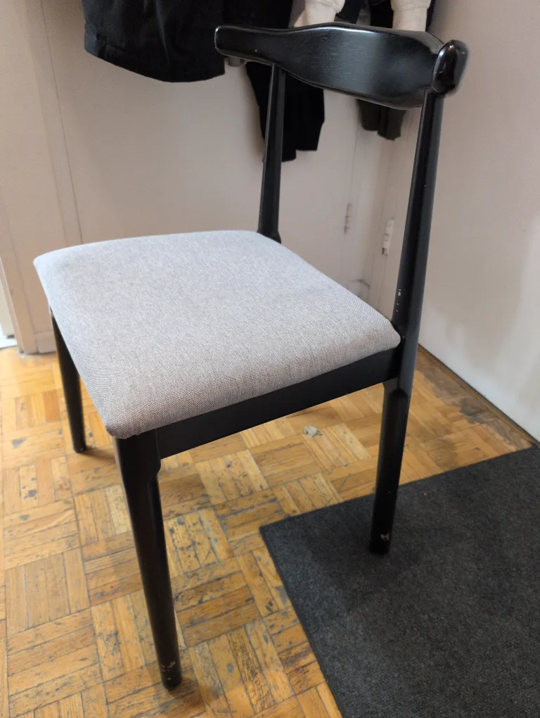 Black Wood Dining Chair with Grey Cushion image indicator(2)