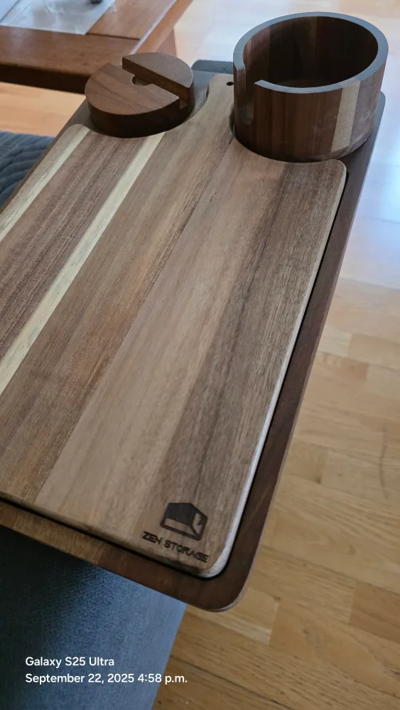 ZenStorage Couch Arm Table 4-in-1 Wood Sofa Tray image indicator(6)