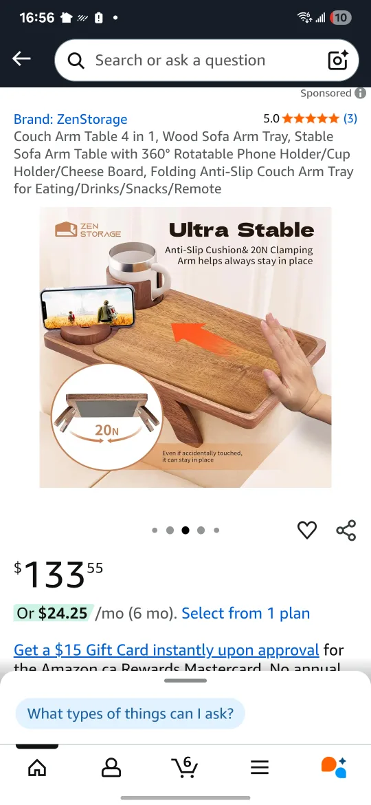 ZenStorage Couch Arm Table 4-in-1 Wood Sofa Tray image indicator(7)