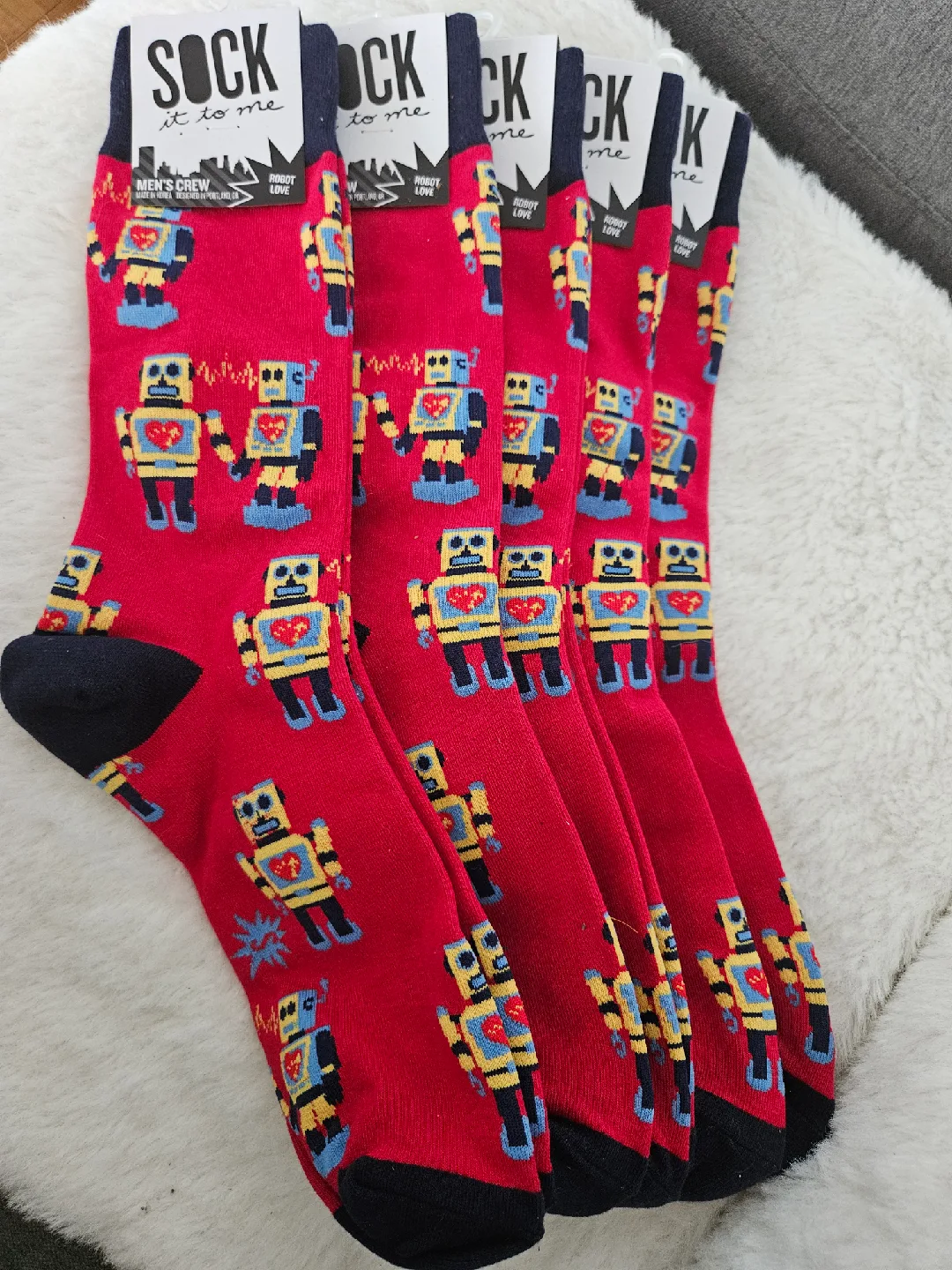 New SOCK it to me Robot Love Crew Socks image indicator(2)
