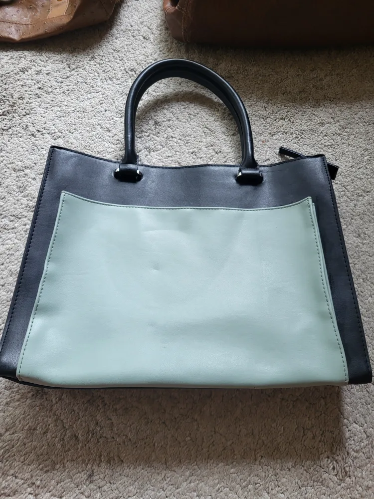 Mossimo Black & Mint Green Tote Bag thumbnail
