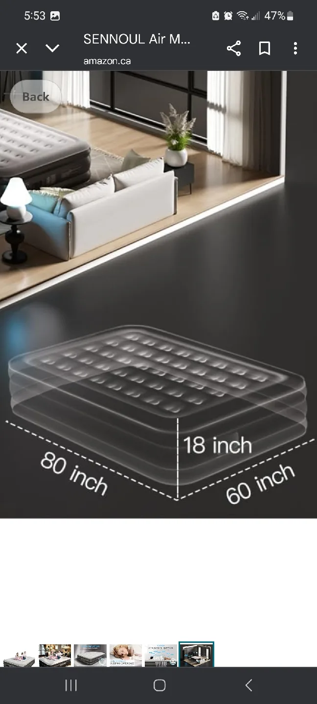SENNOUL Queen Size Air Mattress - 80"x60"x18" brand new image indicator(4)