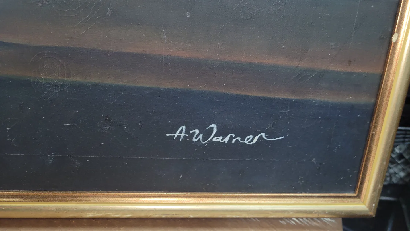 Vintage A. Warner Framed Painting image indicator(3)