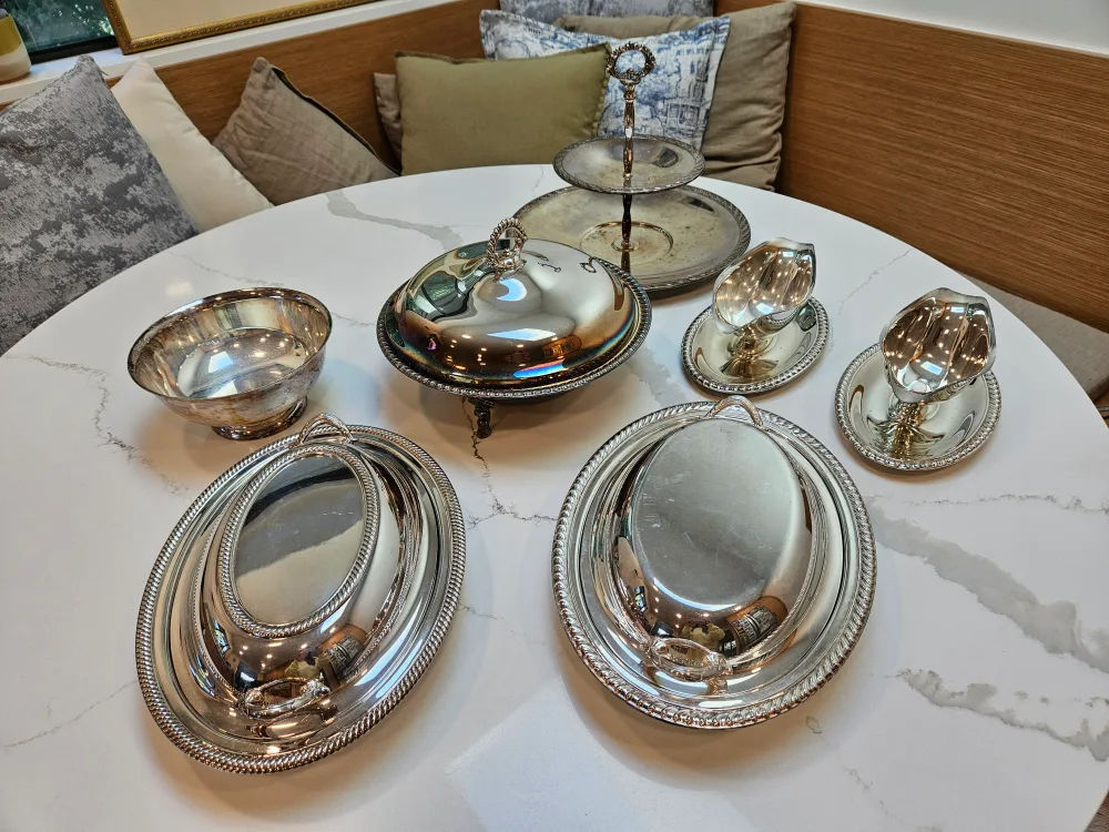 2 Tier Ornate Vintage Silver Plated Serving Dish image indicator(2)