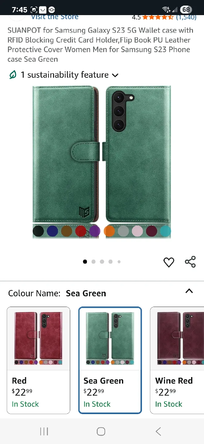 SUANPOT Samsung Galaxy S23 Sea Green Wallet Case thumbnail