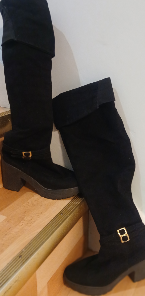 Black Thigh High Boots - Size 35