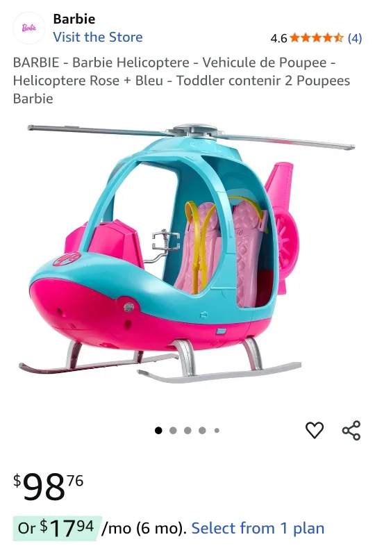 As NEW - Barbie Helicopter Toy image indicator(7)