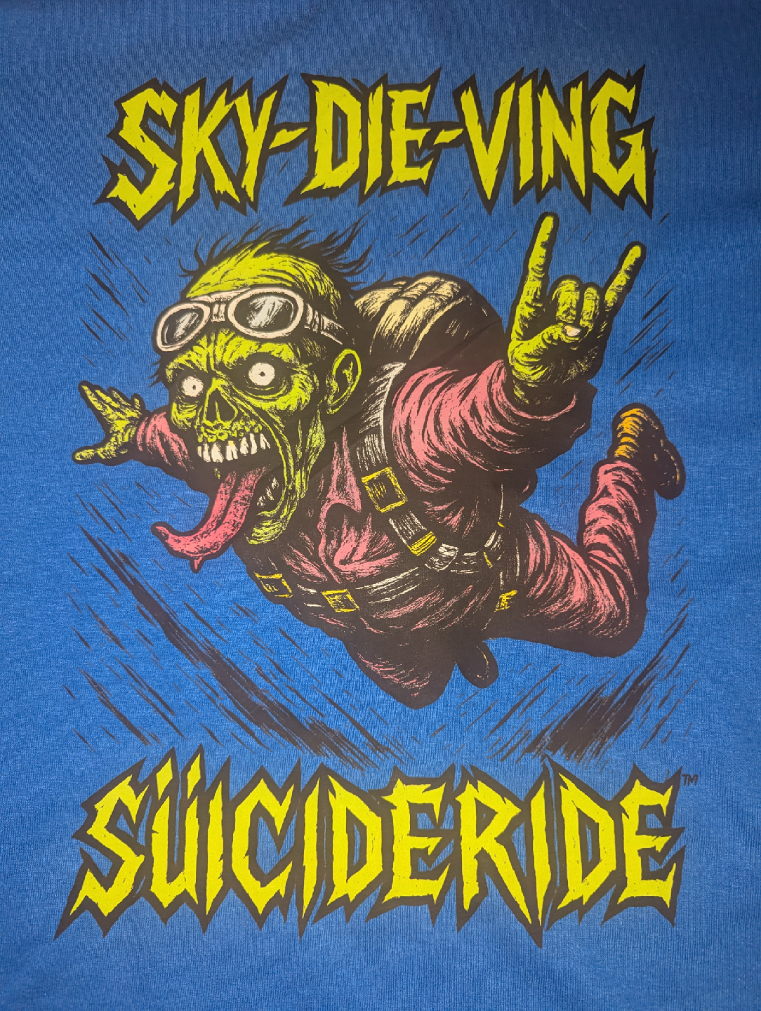 🔥NEW MENS XL Skydiving T-Shirt Parachute  Skydiver Zombie - photo 3