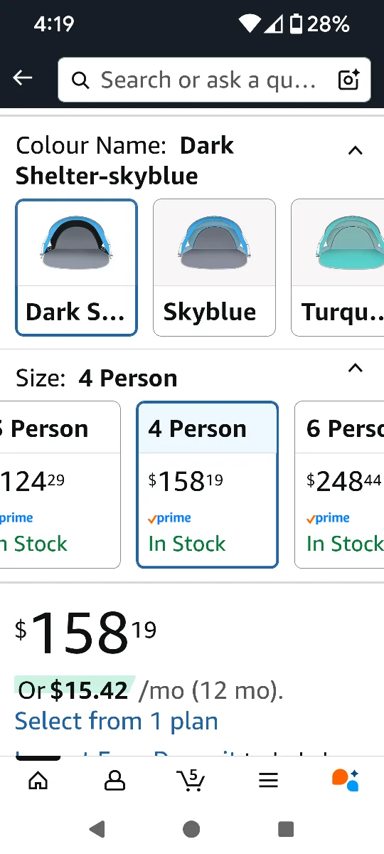 Gorich Beach Tent Sun Shelter - Skyblue, 4 Person image indicator(2)