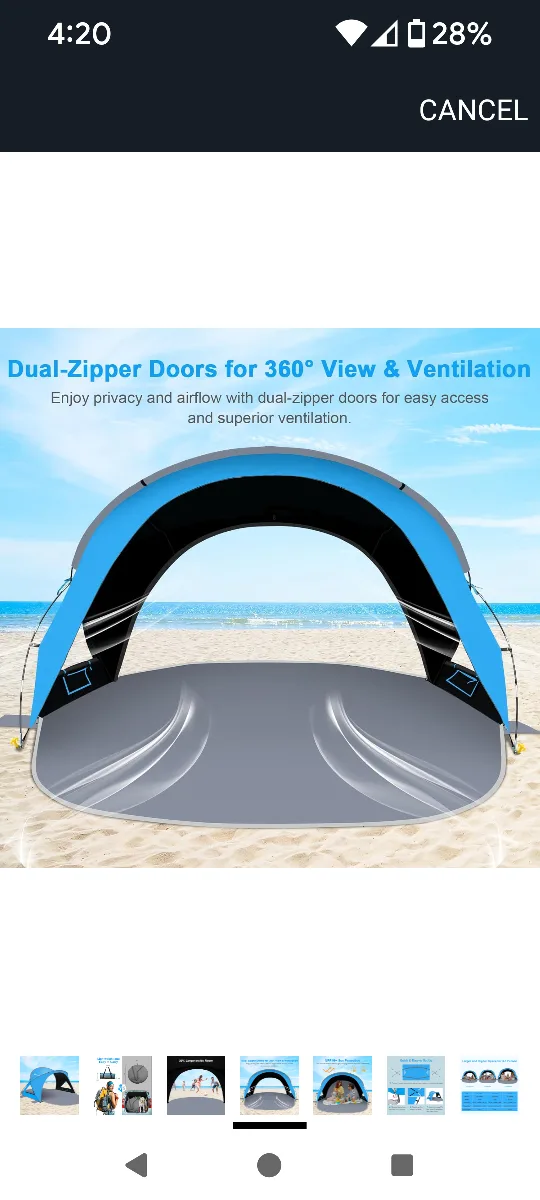 Gorich Beach Tent Sun Shelter - Skyblue, 4 Person image indicator(4)