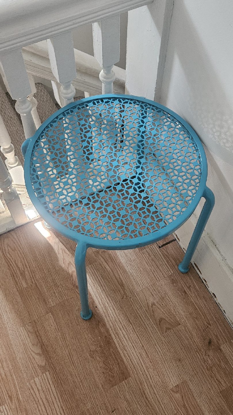 Turquoise Metal Side Table