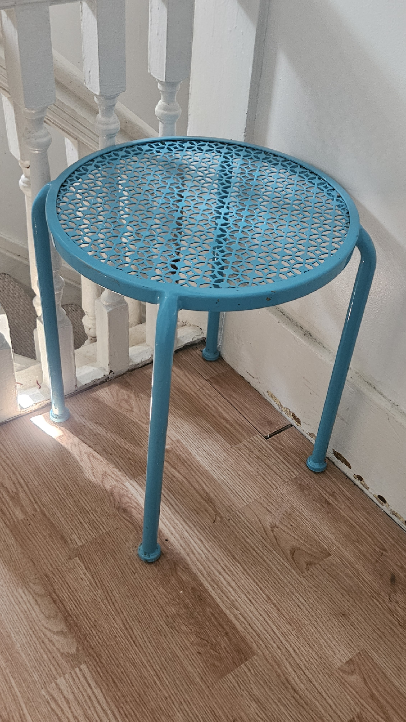 Turquoise Metal Side Table - photo 2
