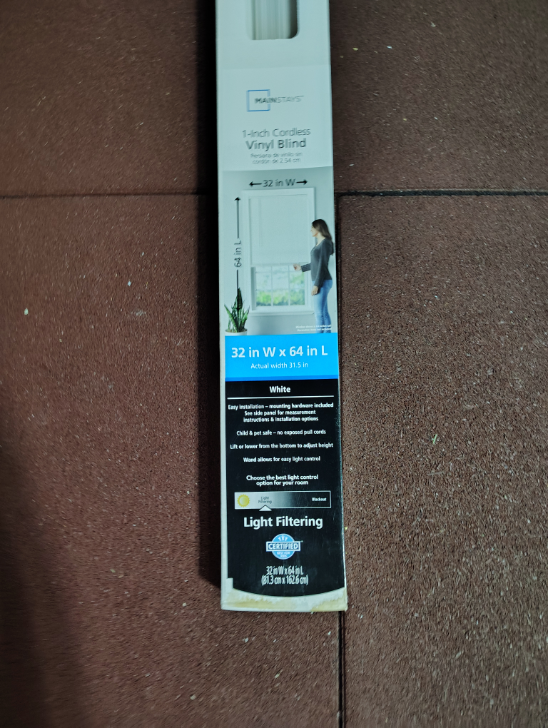 Mainstays 1-Inch Cordless Vinyl Blind - 32 x 64 in - photo 2