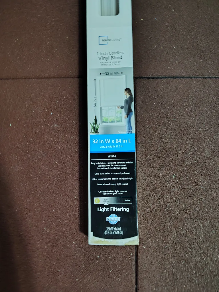 Mainstays 1-Inch Cordless Vinyl Blind - 32 x 64 in image indicator(2)