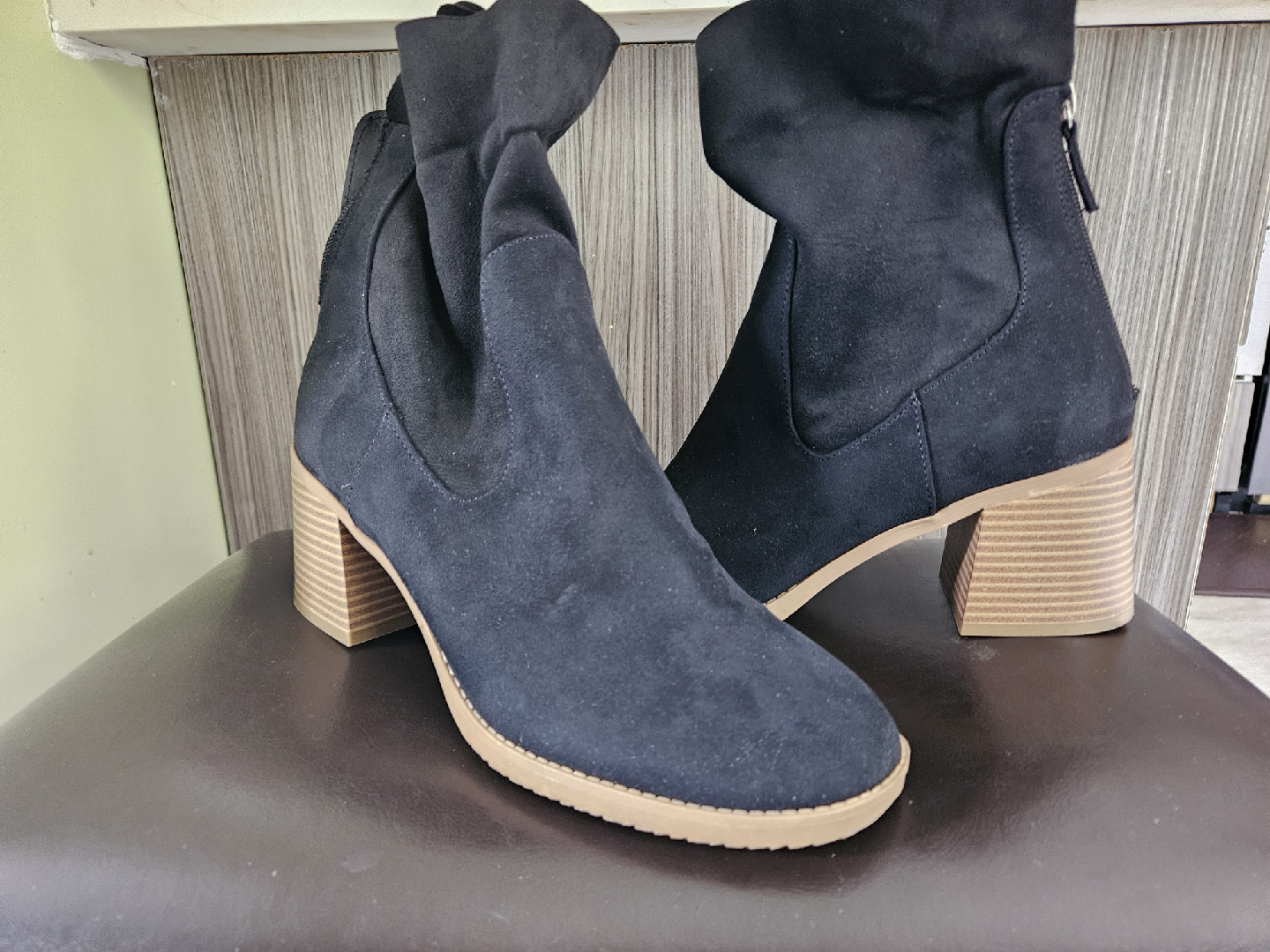 Sun + Stone Black Suede Ankle Boots - Size 10 - photo 2