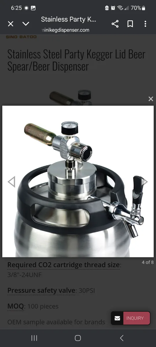 Stainless Steel Party Kegger Beer Dispenser 5L new image indicator(3)