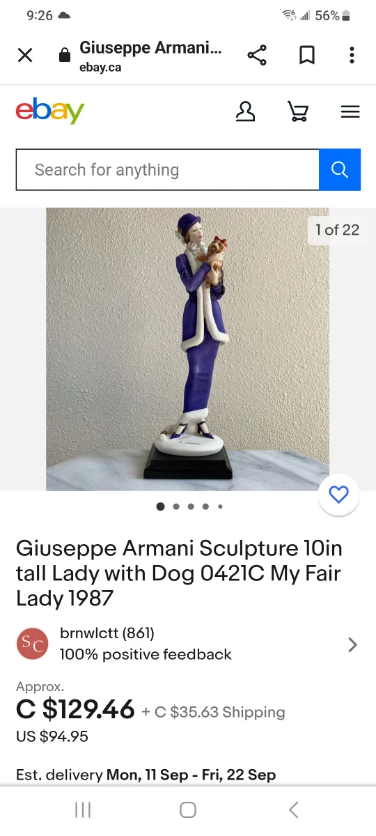 Giuseppe Armani Lady with Dog Figurine thumbnail