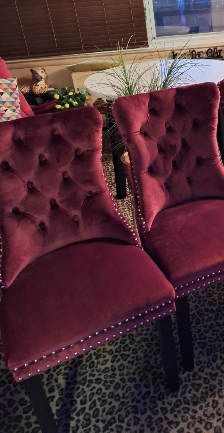 Burgundy Velvet Dining Chairs BRAND NEW image indicator(3)