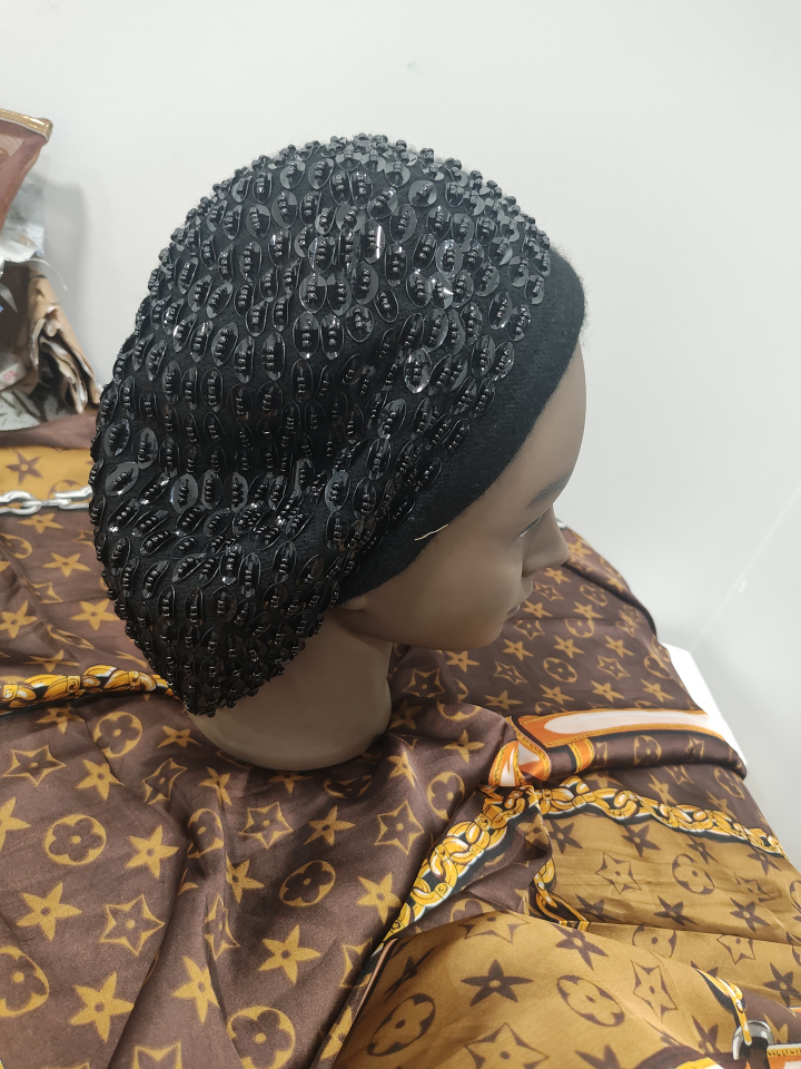 Black Beaded Beret Hat - photo 4
