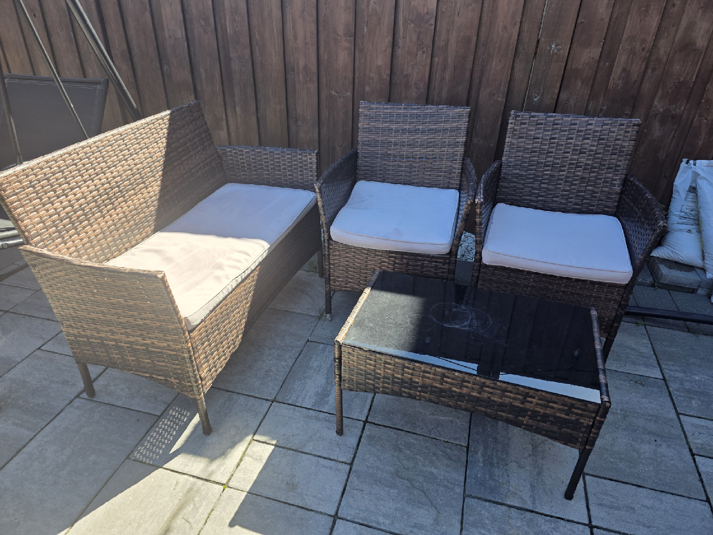 Rattan Patio Set - Loveseat, Chairs, Table