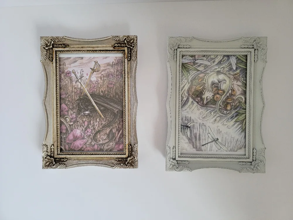 Two Ornate Picture Frames with Dragon Art thumbnail