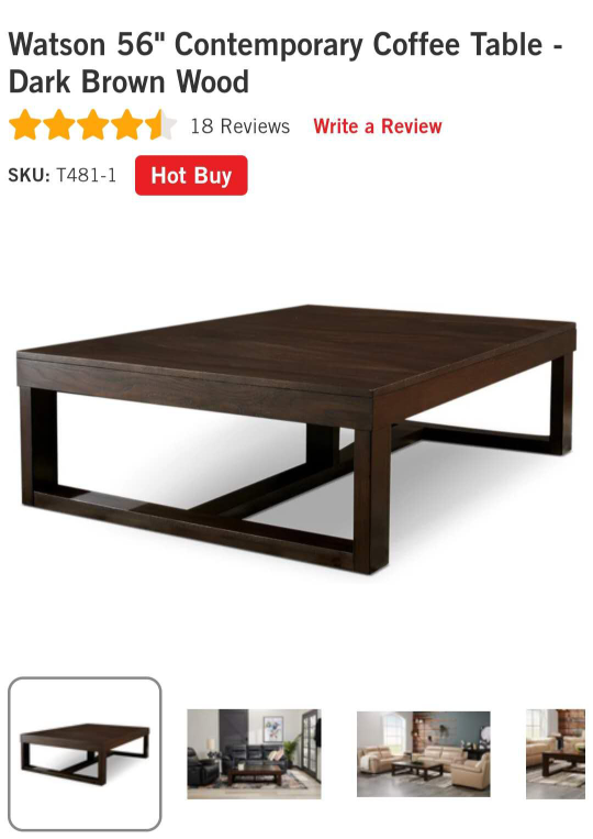 Watson 56" Contemporary Coffee Table - Dark Brown