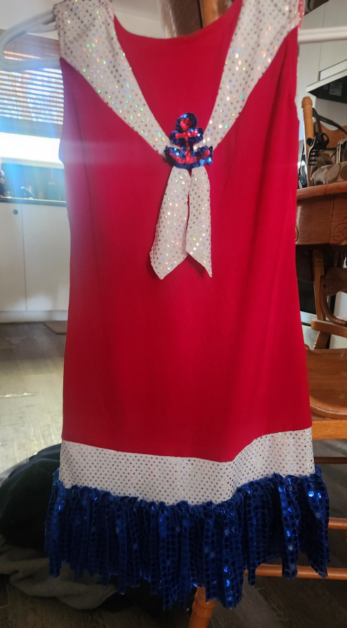 Red, White & Blue Dress with Anchor Detail