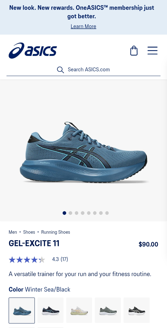 ASICS GEL-EXCITE 11 Running Shoes - Winter Sea/Black