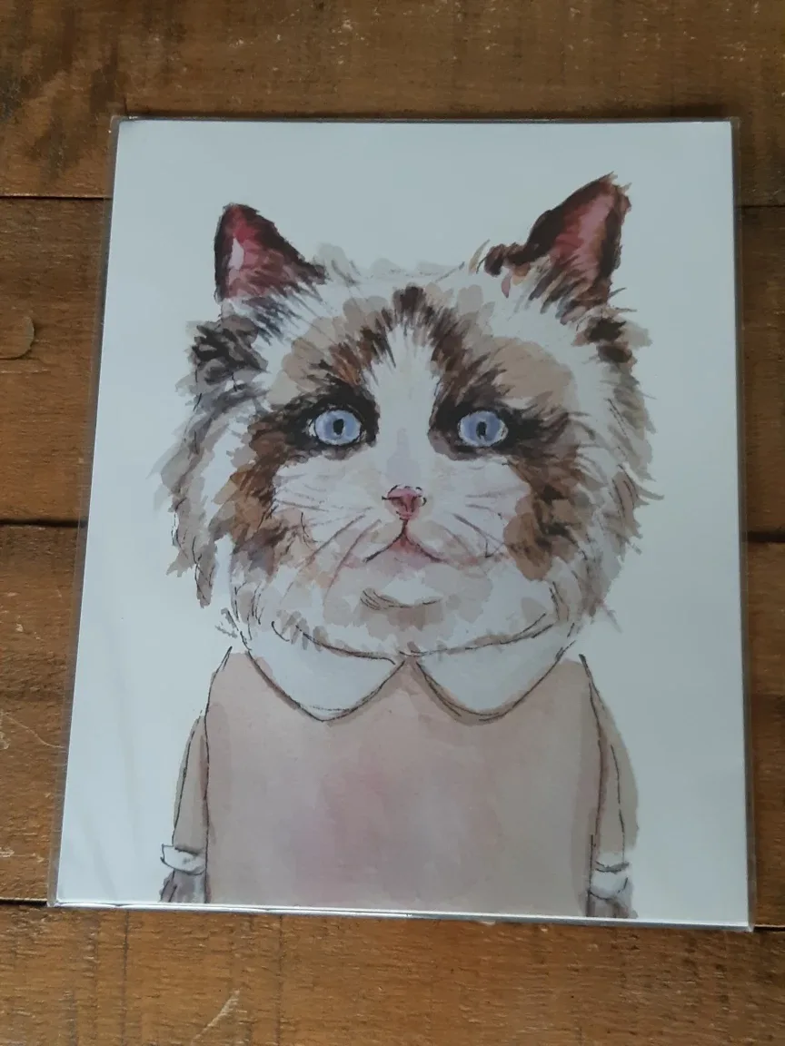Pink Shirt Cat Fine Art Print by Gloria Ho thumbnail