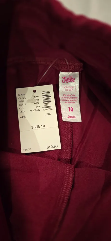 NEW! Girls Justice Burgundy Leggings - Size 10 Youth image indicator(6)