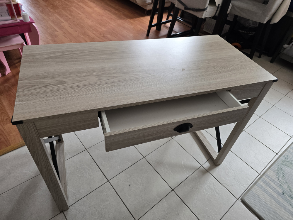 Wood Desk with Drawer, 44 x 20 x 30 inches