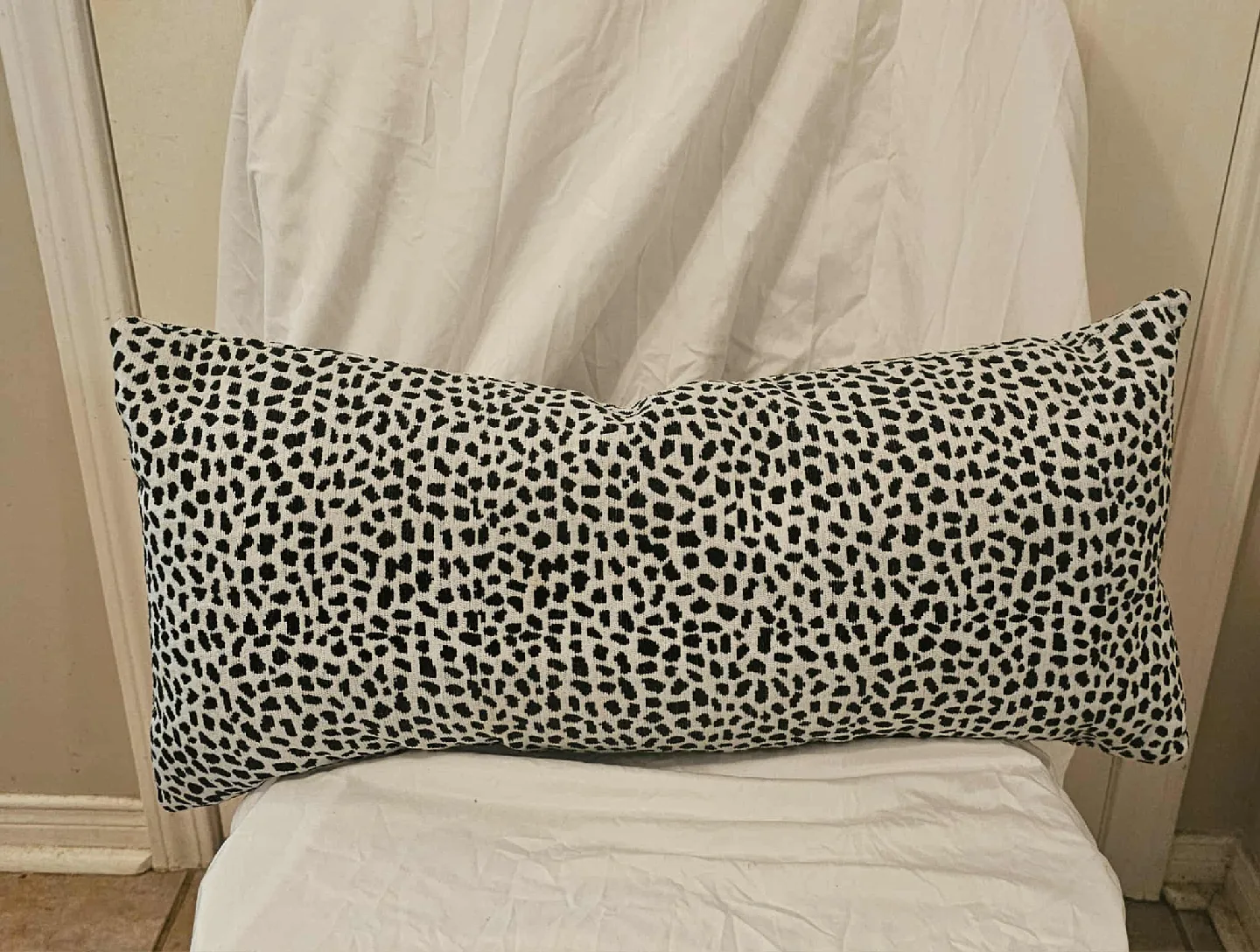 White and Black Rectangle Leopard Print Decor Pillow thumbnail