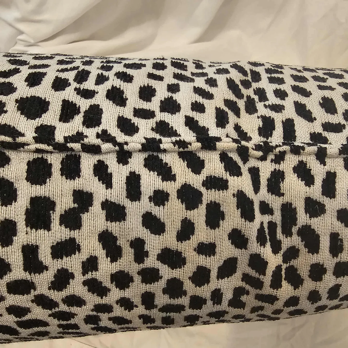 White and Black Rectangle Leopard Print Decor Pillow image indicator(4)