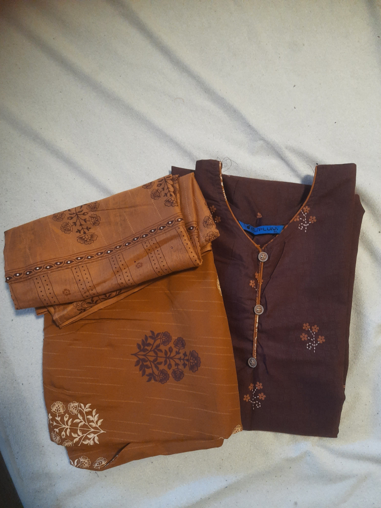 Plum Brown & Gold Salwar Kameez