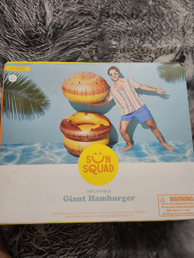 Sun Squad Inflatable Giant Hamburger Pool Float 🥕