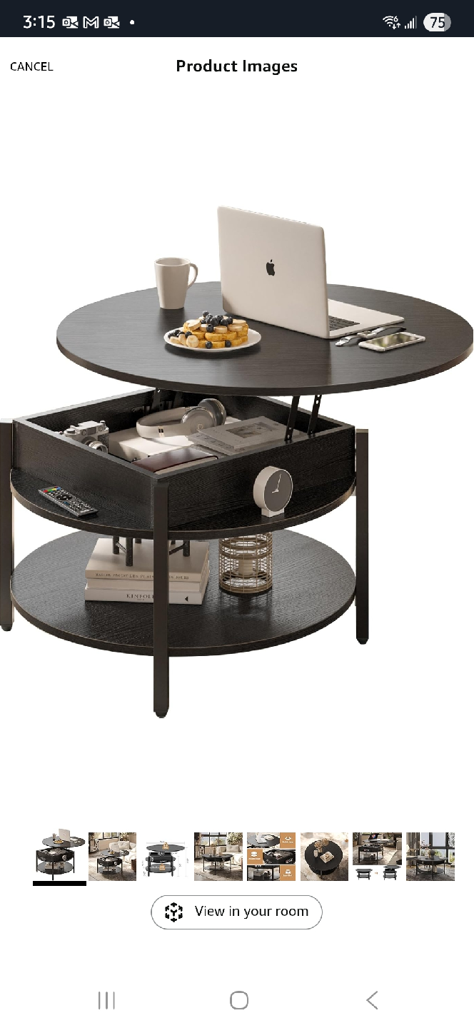 Lift Top Coffee Table w/ Storage Fabato
