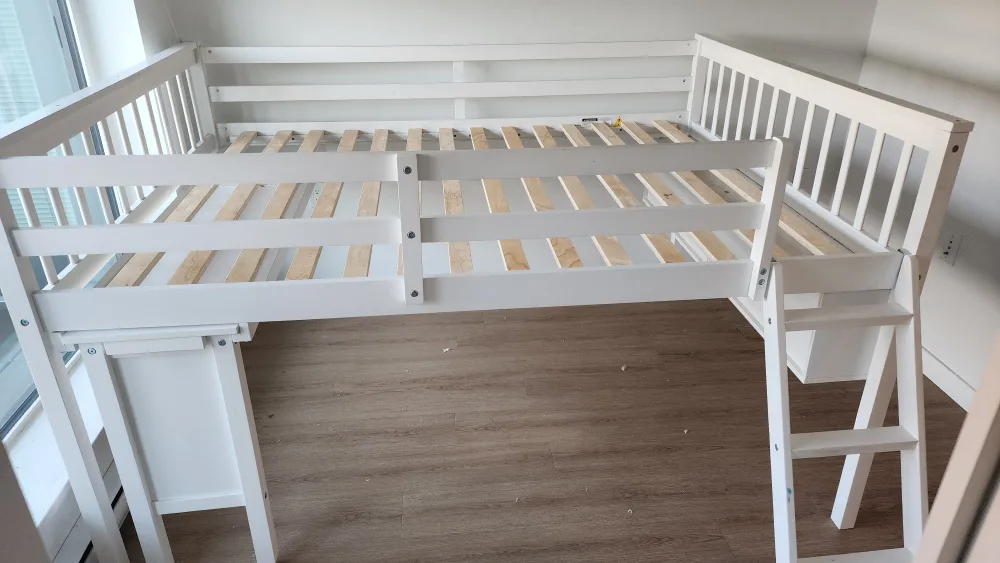 White Loft Bed with Matress and Desk 🥕 image indicator(3)