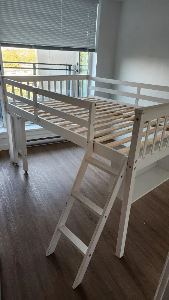 White Loft Bed with Matress and Desk 🥕 image indicator(4)