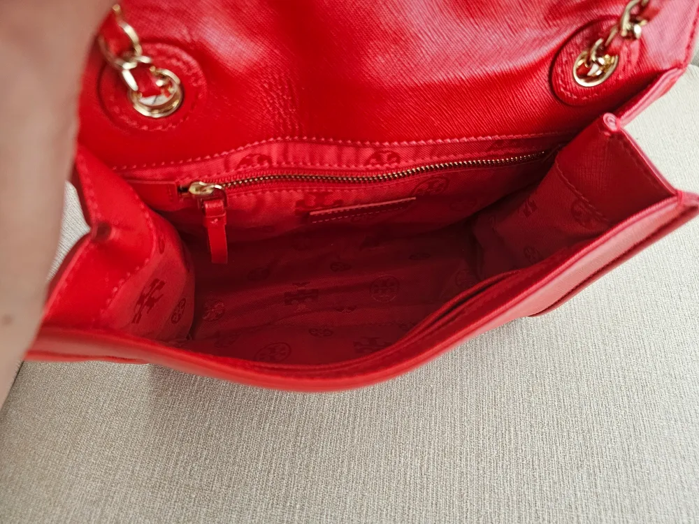 Authentic Tory Burch Red Leather Crossbody Bag image indicator(3)